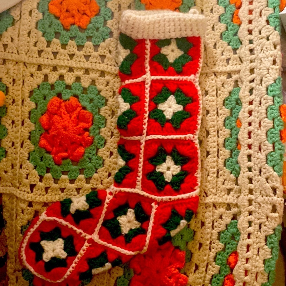 Two for one! Beautifully knit bundle! A lovely Christmas Stocking and a Runner!